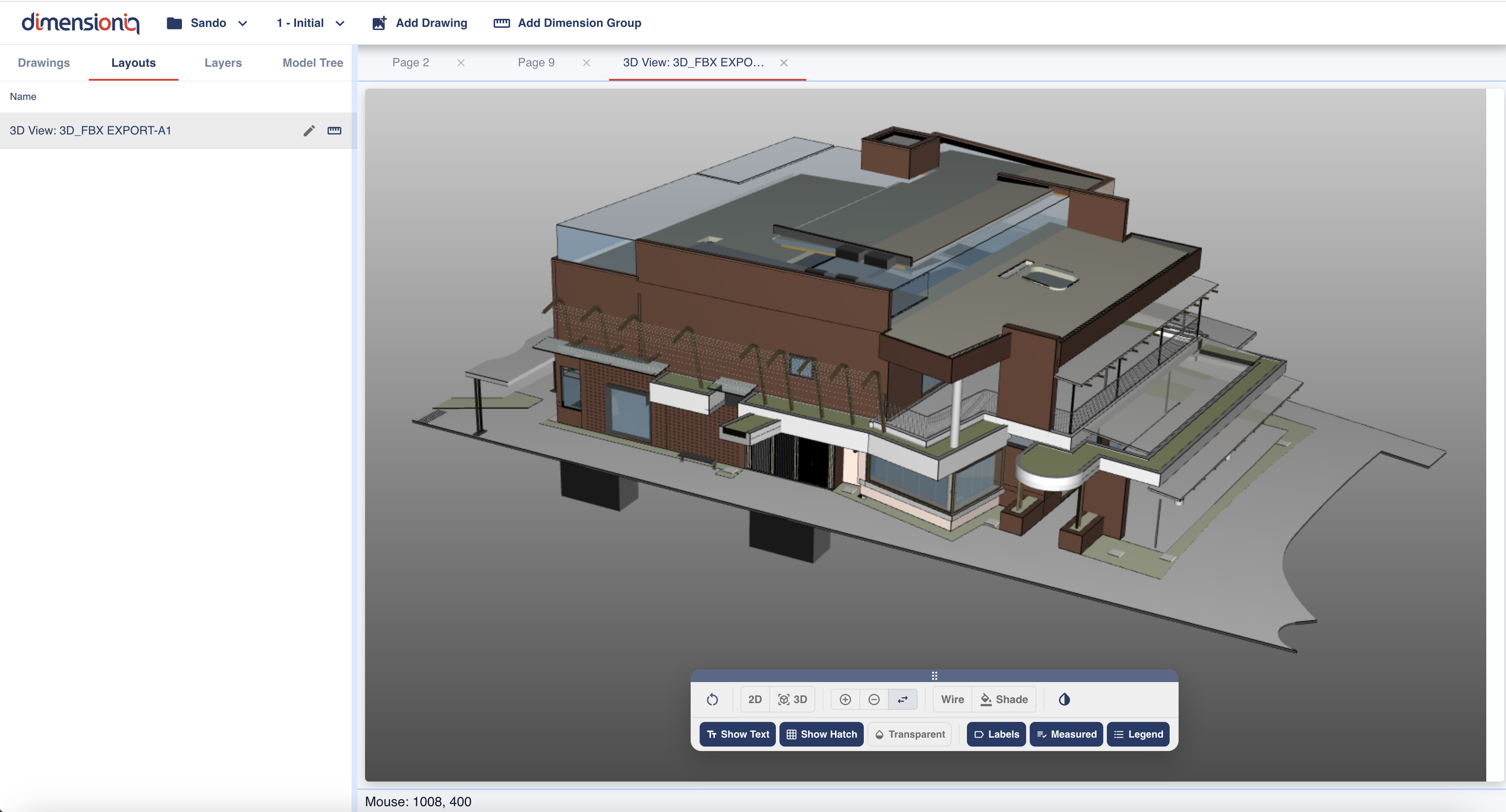 3D rendering of a full building