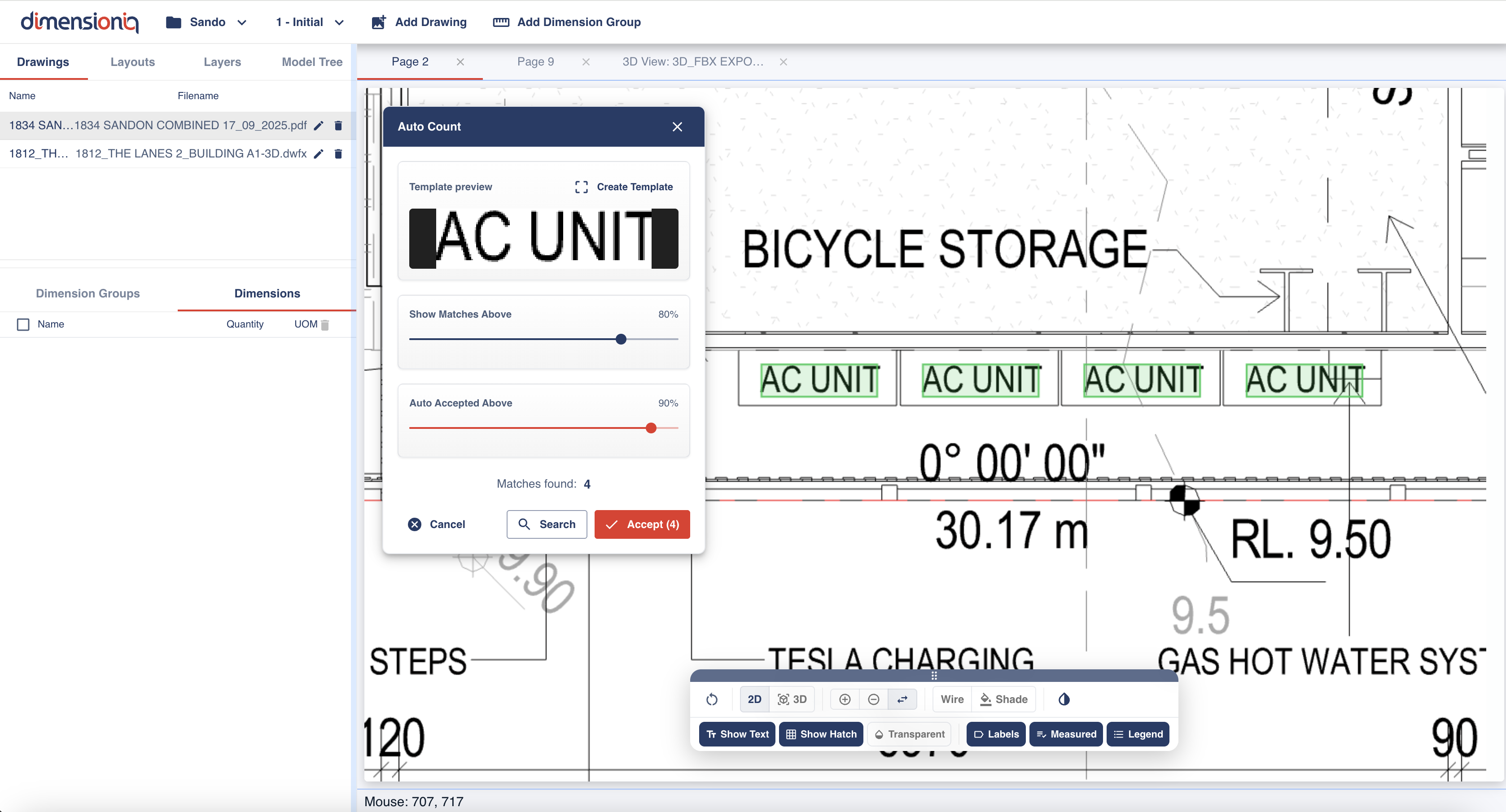 Auto Count feature detecting AC units